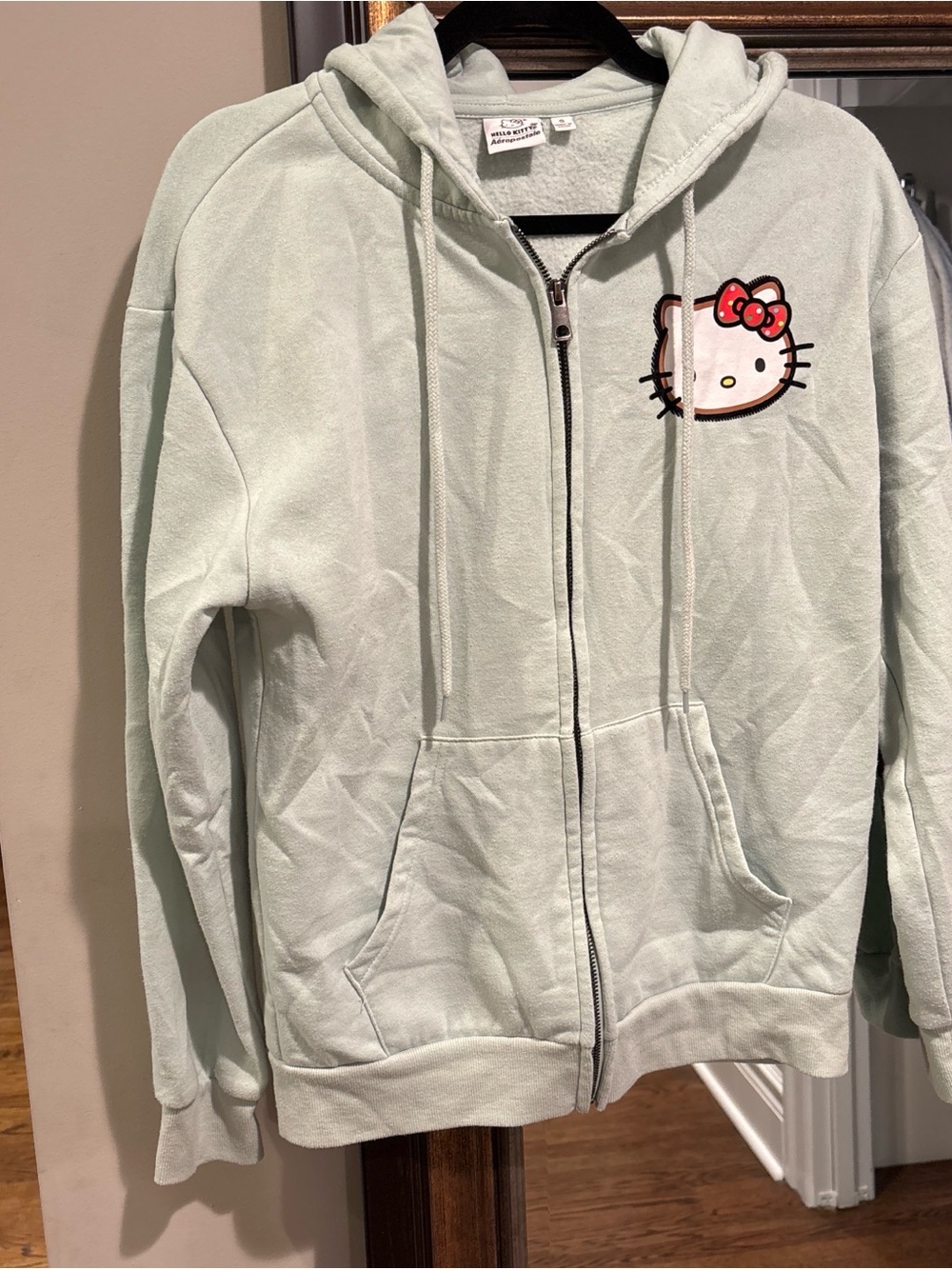 Aeropostale Light Mint Hello Kitty Zip Hoodie